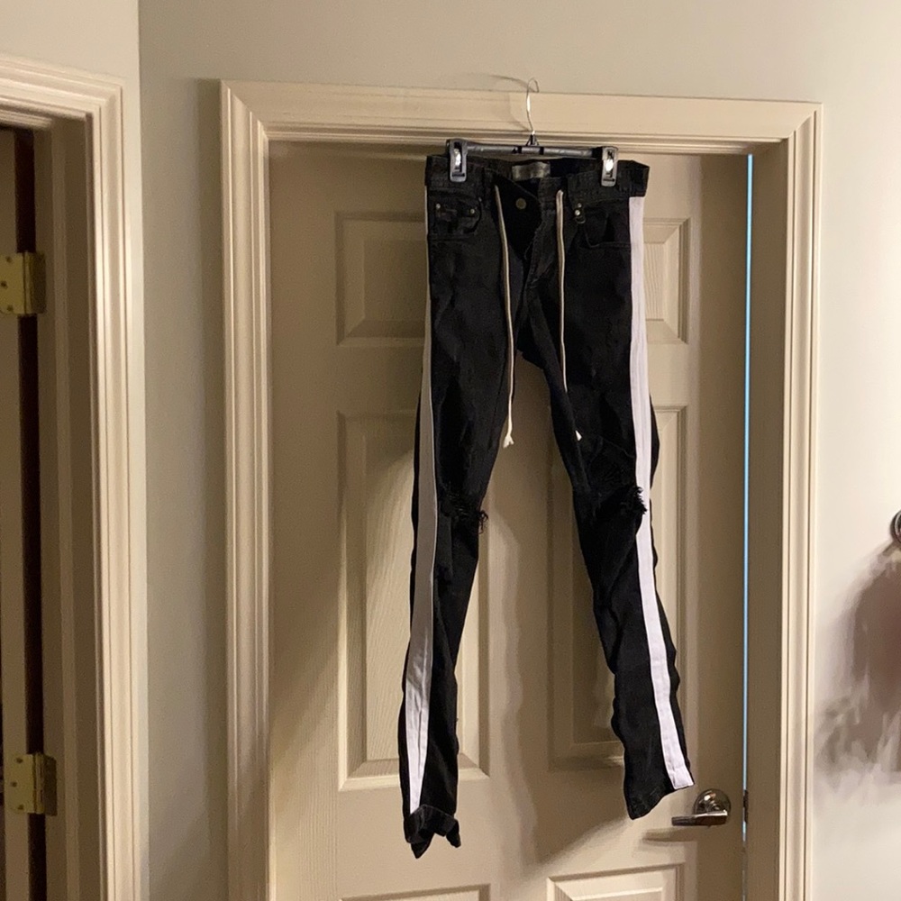 Hyper denim track stripe black jeans